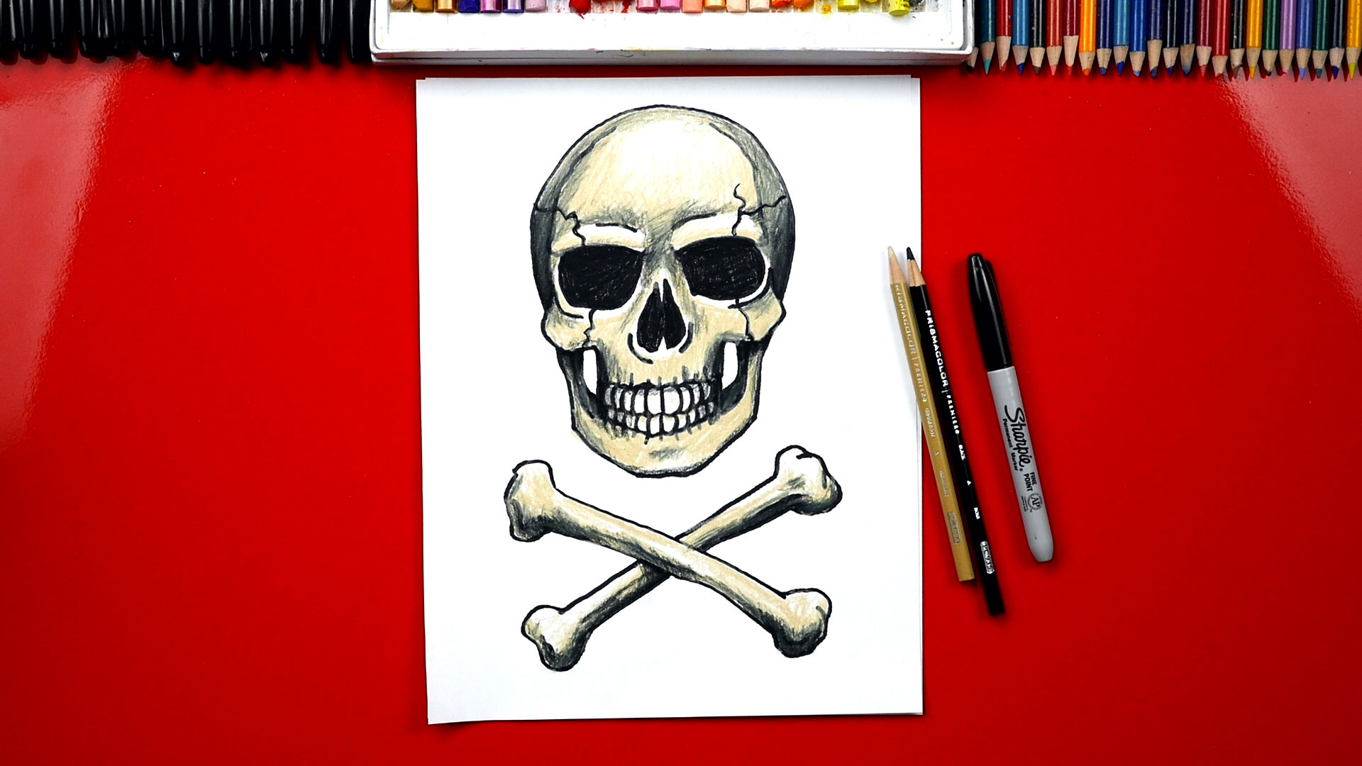 1920x1080 How To Draw A Realistic Skull And Crossbones - Realistic Skull Drawing