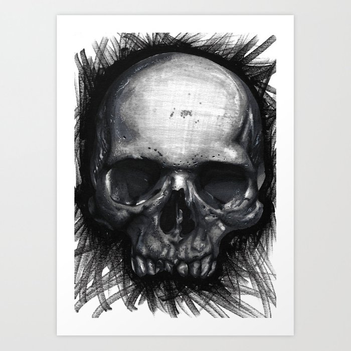 700x700 Realistic Skull Art Print - Realistic Skull Drawing