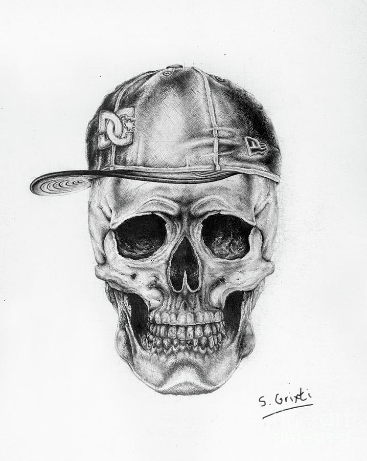 realistic human skull drawing