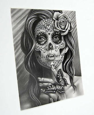 328x400 Original Drawing - Realistic Sugar Skull Drawing