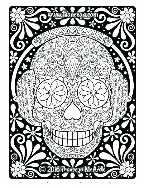 462x600 Simple Sugar Skull Coloring Pages Skulls To Print Book App Pa - Realistic Sugar Skull Drawing