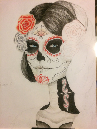 320x427 Sugarskull Drawings On Paigeeworld Pictures Of Sugarskull - Realistic Sugar Skull Drawing