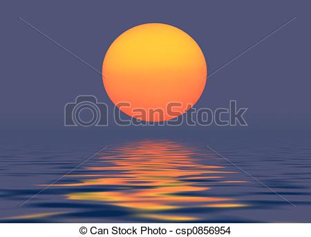 450x344 Evening Sun Background And Water Generated With Computer But - Realistic Sun Drawing