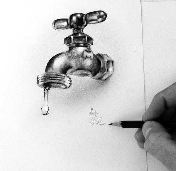 600x582 Amazing Drawings On Twitter Realistic Water Tap Drawing ' Http - Realistic Water Drawing