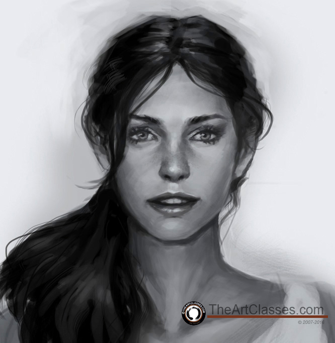 666x683 Draw Realistic Face Front View - Realistic Woman Drawing