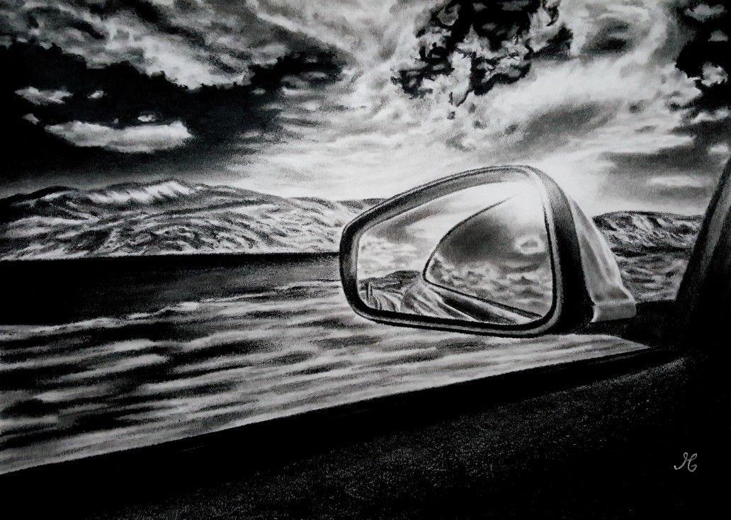 1032x734 Rear View Mirror Drawing Art In Art - Rear View Mirror Drawing