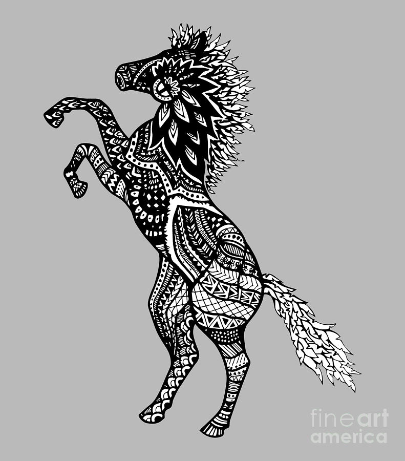 791x900 rearing horse zentangle drawing - Rearing Horse Drawing
