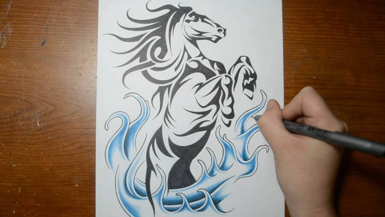 1280x720 drawing a cool rearing horse - Rearing Horse Drawing