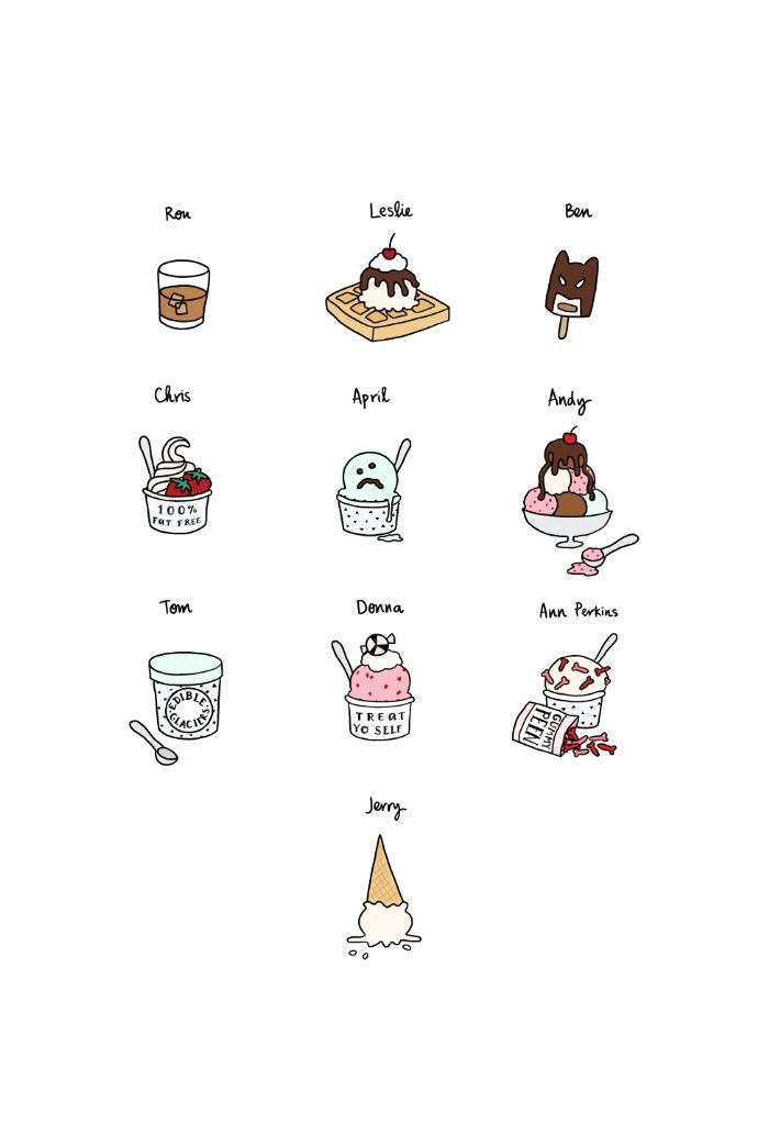 700x1023 parks and rec ice cream canvas print illustration - Rec Drawings