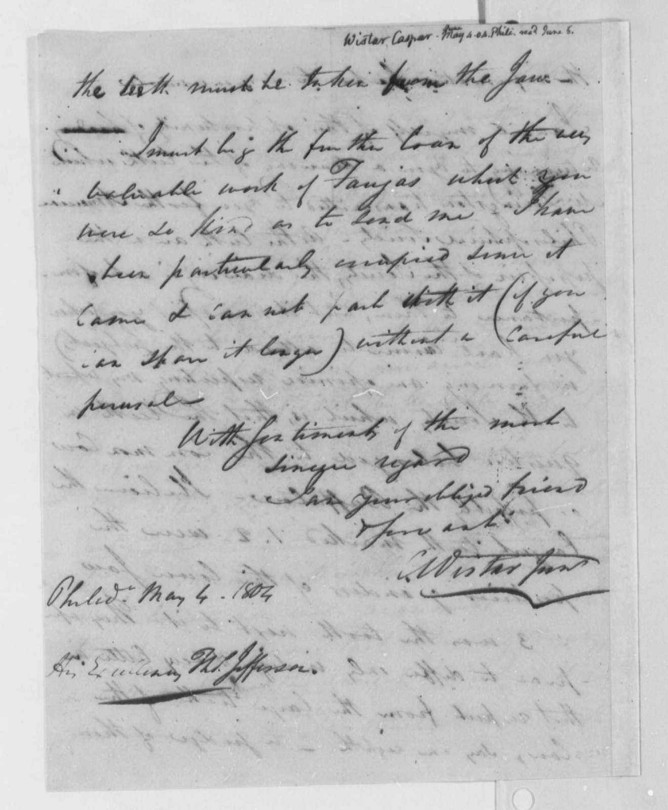 1320x1600 caspar wistar to thomas jefferson, may with receipt - Receipt Drawing