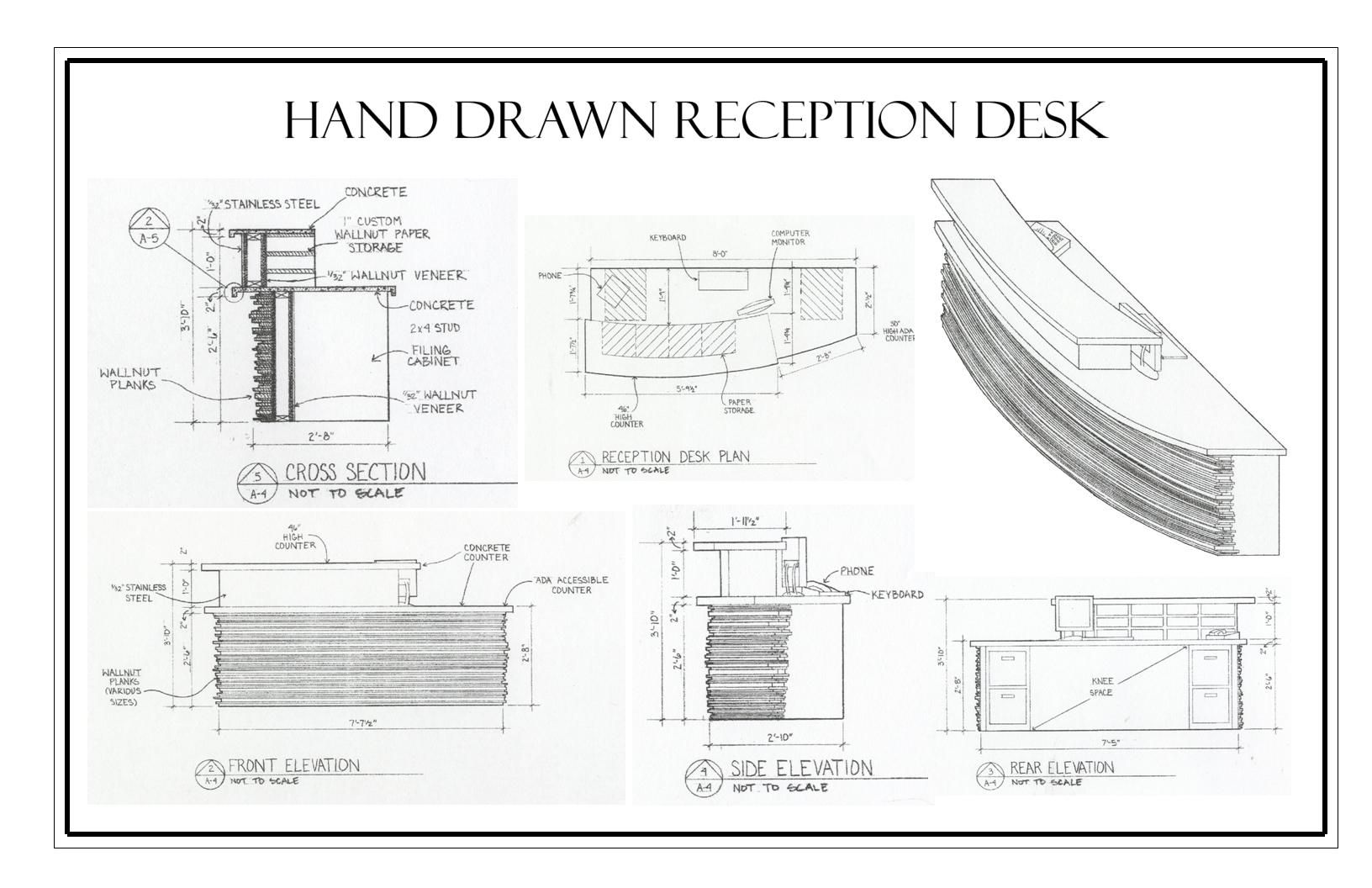 Reception Desk Section Detail Drawing