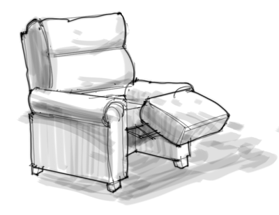 400x309 interior design rendering how to draw a recliner drawing - Recliner Drawing