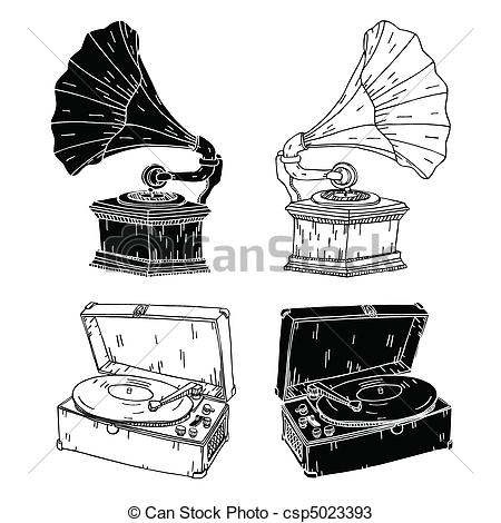 450x470 old record players hand drawn vector record players easily - Record Player Drawing