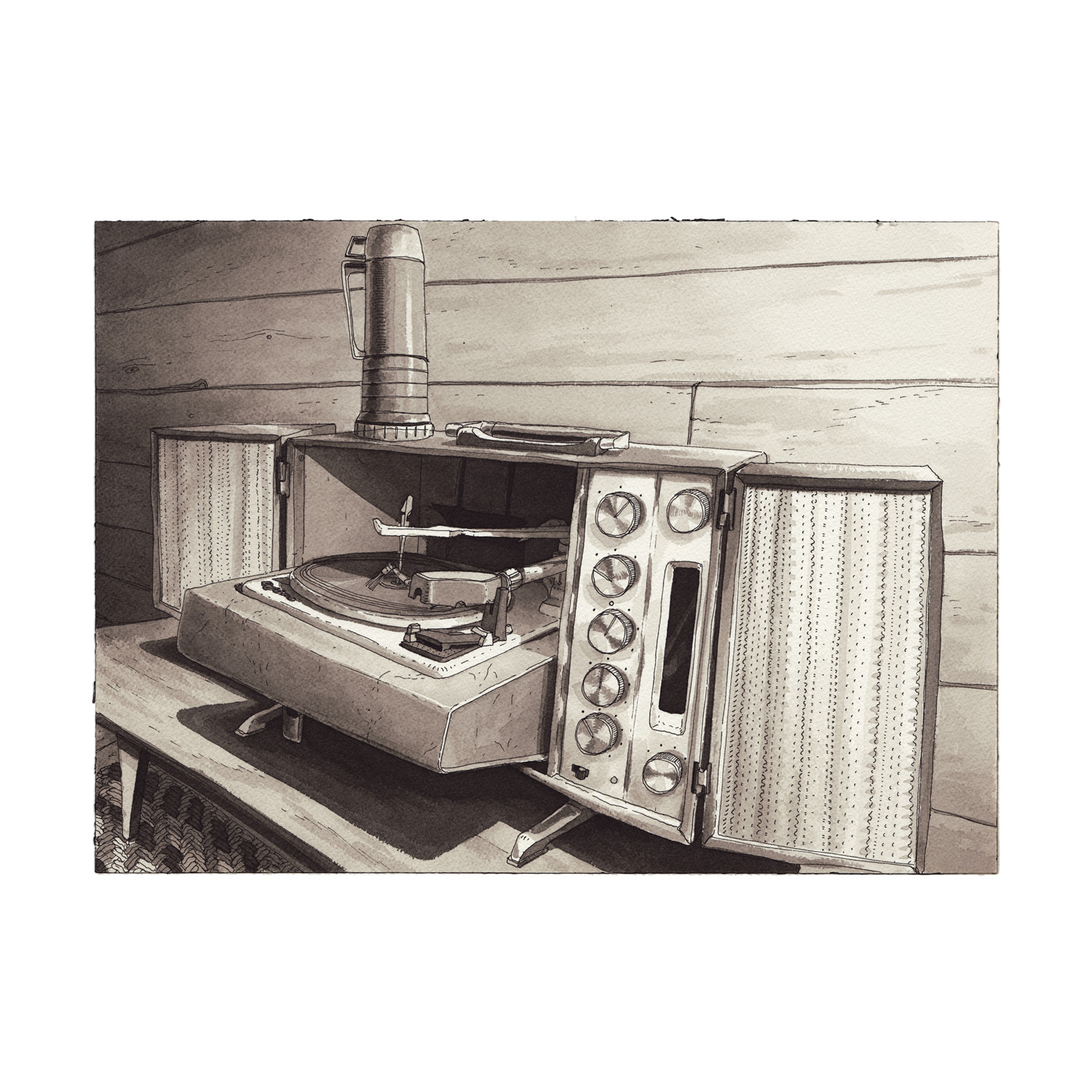 1500x1500 record player original drawing - Record Player Drawing