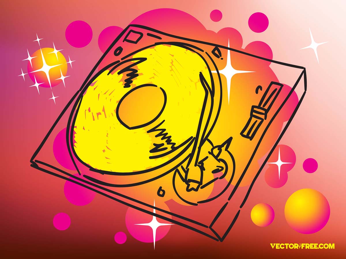 1200x900 record player drawing vector art graphics - Record Player Drawing