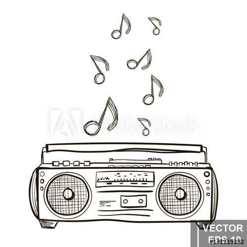 500x500 record player music manual drawing circuit isolated on white - Record Player Drawing