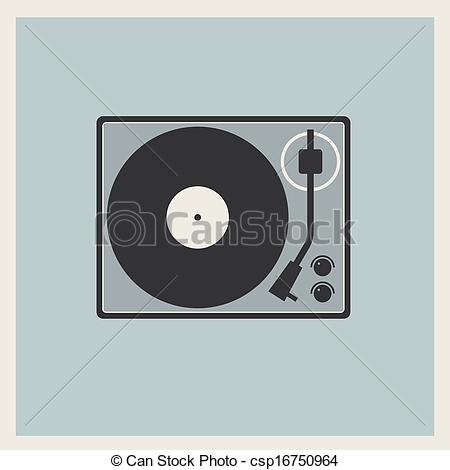 450x470 retro turntable vinyl record player vector - Record Player Drawing