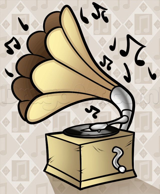 638x774 how to draw a record player, phonograph, step - Record Player Drawing