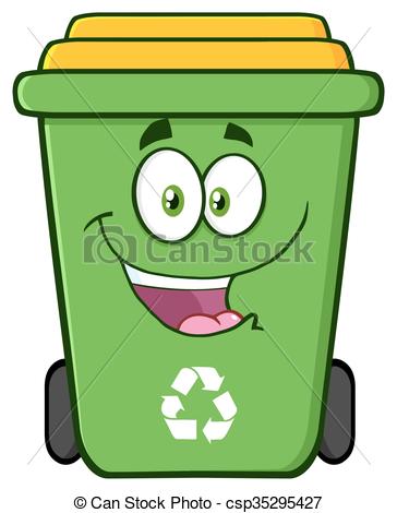 364x470 happy green recycle bin cartoon character - Recycle Bin Drawing