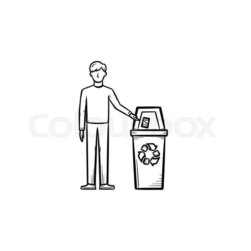 800x800 man throwing garbage into a trash bin stock vector colourbox - Recycle Bin Drawing