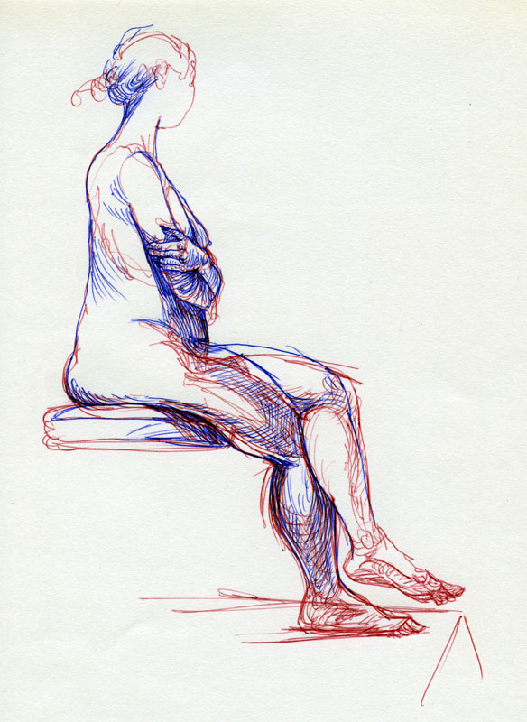 584x800 Ellis Nadler's Sketchbook Ms Biro - Red And Blue Drawing