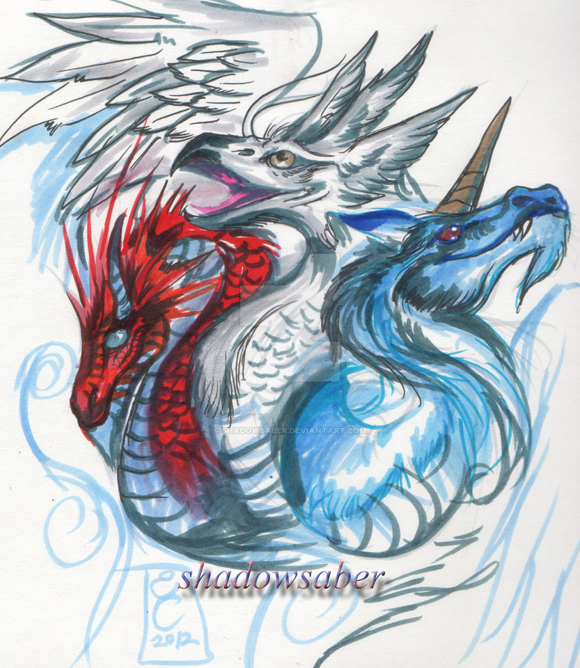 833x960 red white and blue dragon - Red And Blue Drawing