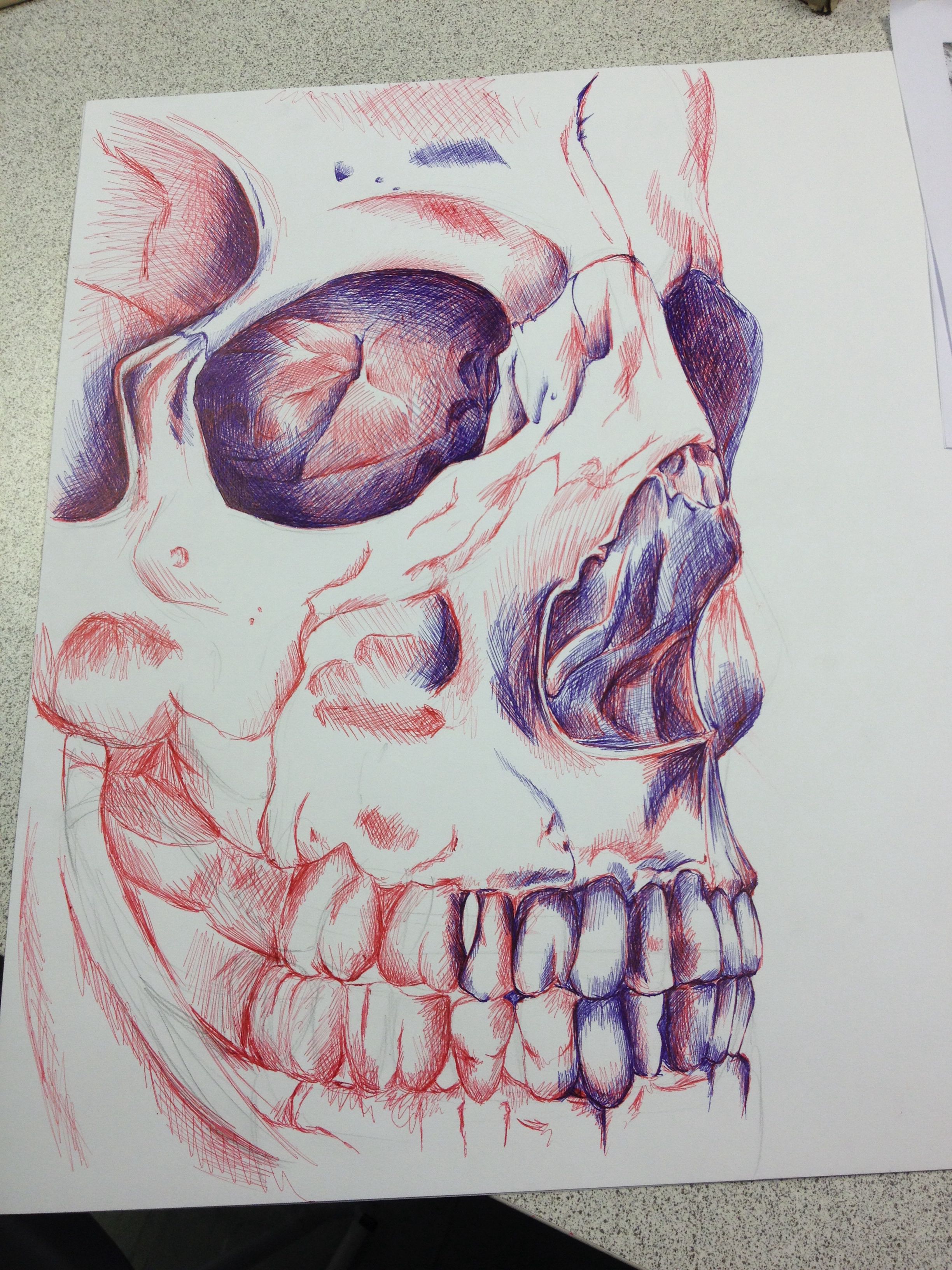 2448x3264 red and blue biro drawing in progress - Red And Blue Drawing