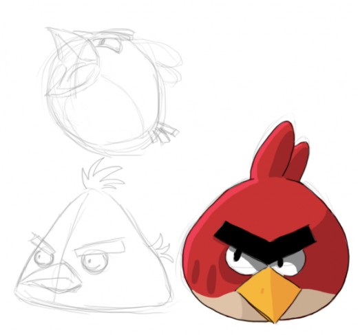 520x487 How To Draw Angry Birds Feltmagnet - Red Angry Bird Drawing