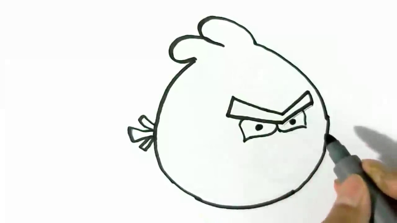 1280x720 How To Draw Red From Angry Birds Easy Steps For Children, Kids - Red Angry Bird Drawing