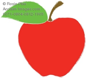 300x273 Drawing Of A Red Apple With Green Leaf And Stem - Red Apple Drawing