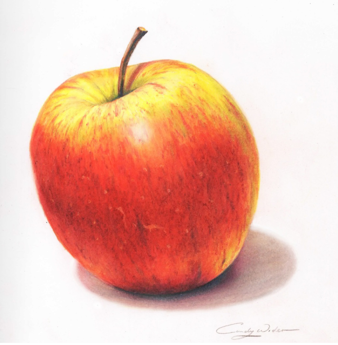 1278x1306 How To Draw A Juicy Apple Using Coloured Pencil - Red Apple Drawing