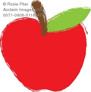 298x300 Red Apple Drawing With Stem And Leaf Royalty Free Clip Art Picture - Red Apple Drawing