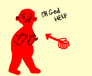 300x250 Red Guy Gets Shot - Red Arrow Drawing