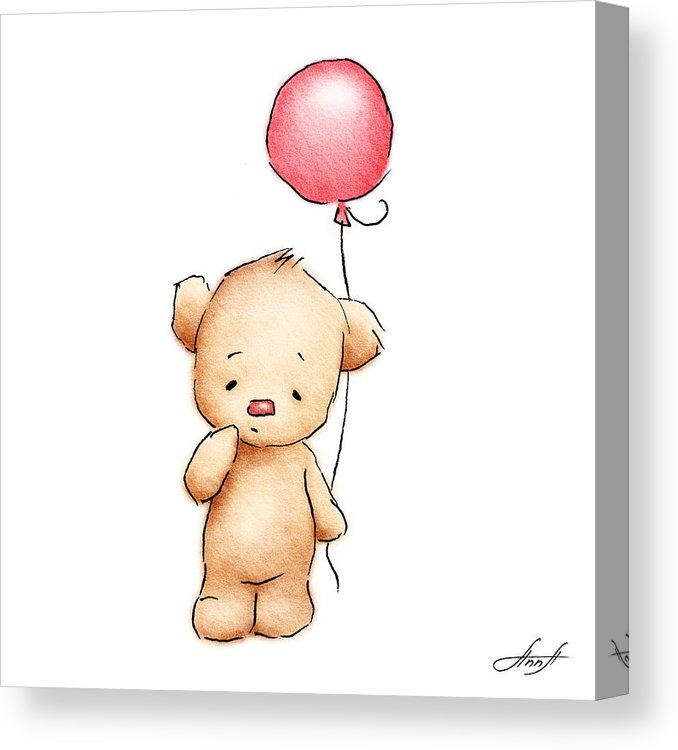 678x750 teddy bear with red balloon canvas print canvas art - Red Balloon Drawing