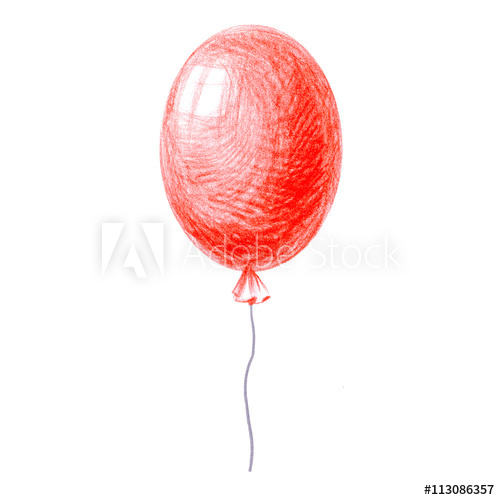 500x500 bright red balloon, drawing - Red Balloon Drawing