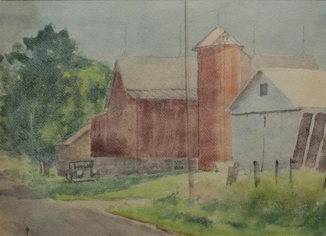 647x470 Red Barn And Silo - Red Barn Drawing