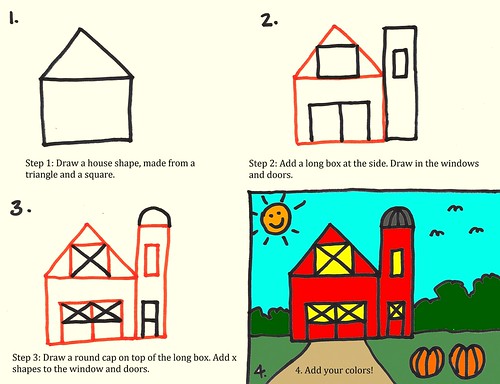 500x384 How To Draw A Red Barn Art For Kids - Red Barn Drawing