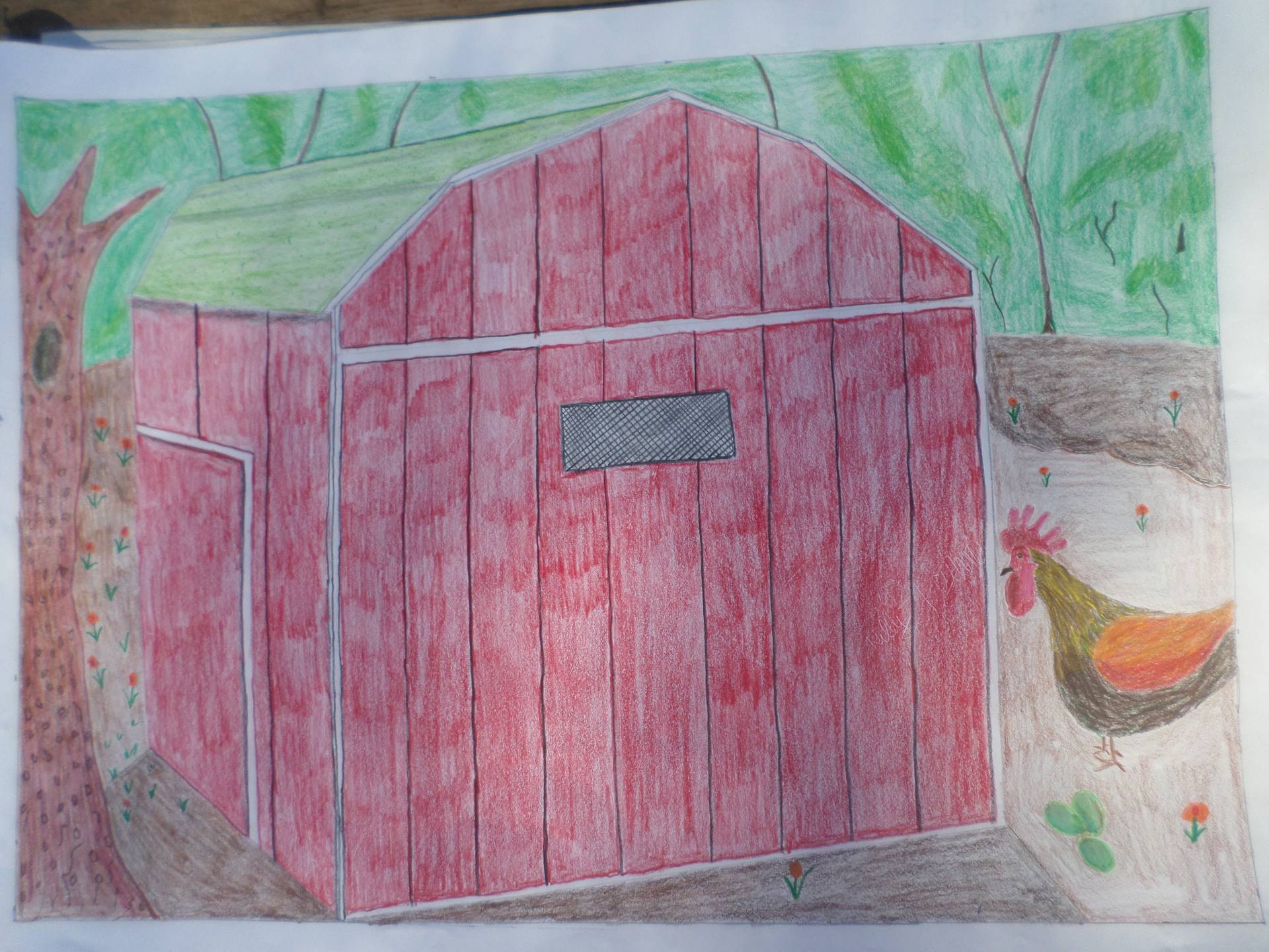 1920x1440 Little Red Barn Drawing - Red Barn Drawing