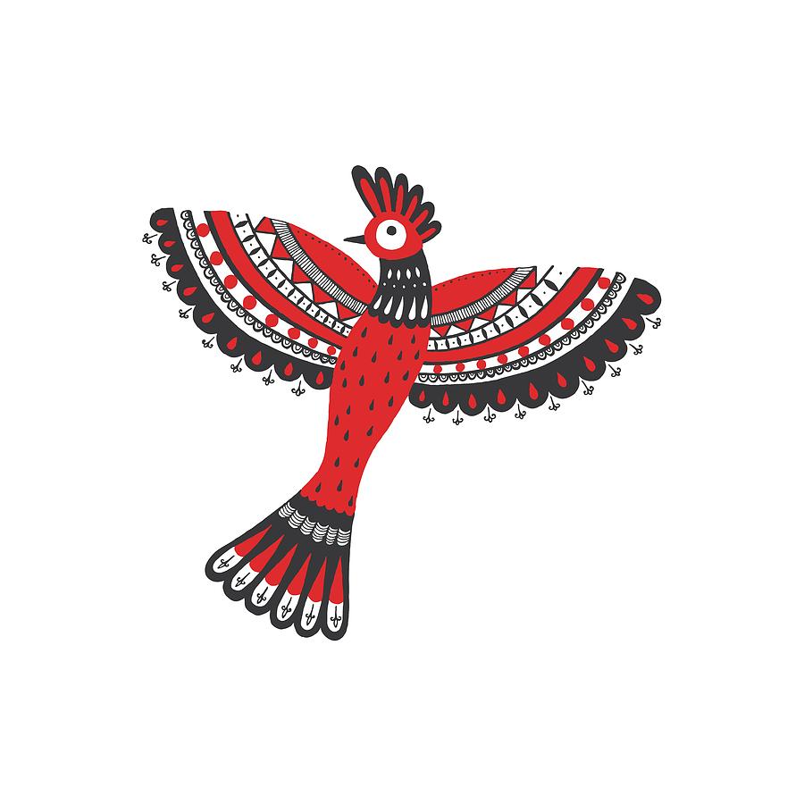 900x900 The Red Bird Drawing - Red Bird Drawing