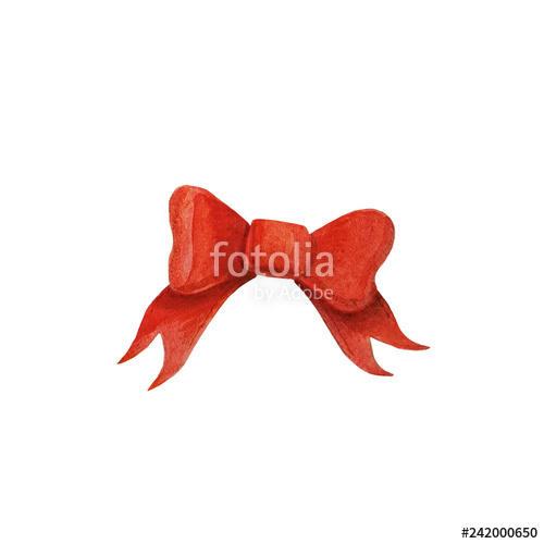 500x500 christmas red ribbon, red bow hand drawing watercolor isolated - Red Bow Drawing