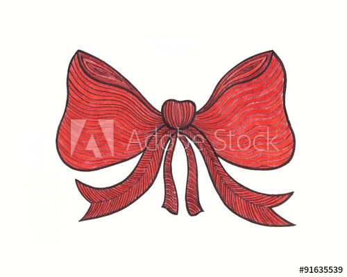 500x399 Graphic Bow Drawing Color Pencils Red - Red Bow Drawing