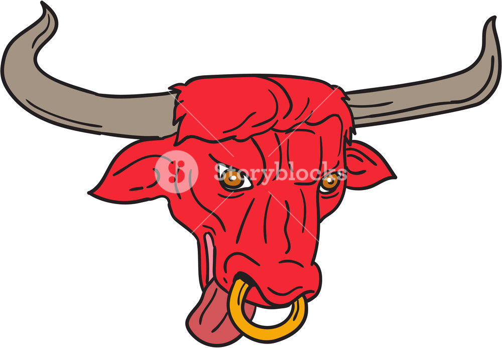 1000x694 Drawing Sketch Style Illustration Of A Texas Longhorn Red Bull - Red Bull Logo Drawing