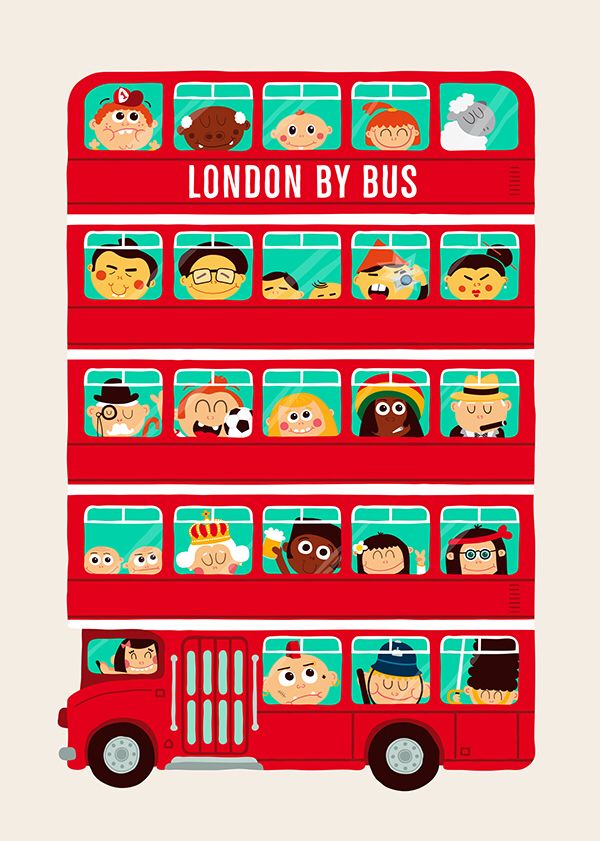 600x841 London - Red Bus Drawing