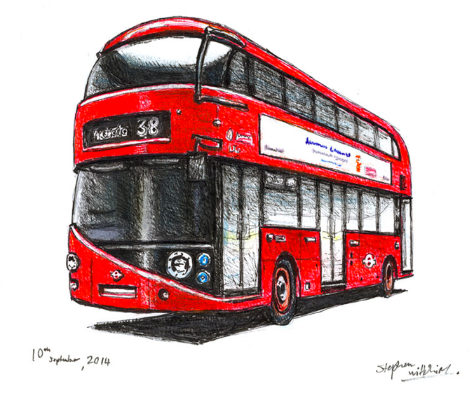 676x561 Stephen Wiltshire On Twitter It's Very Quiet On The Roads - Red Bus Drawing