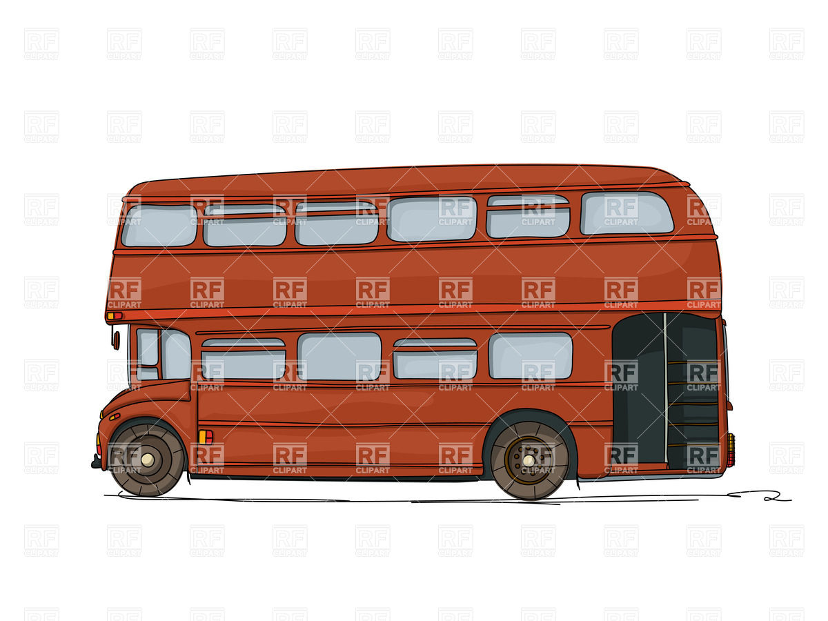1200x900 Double Decker - Red Bus Drawing