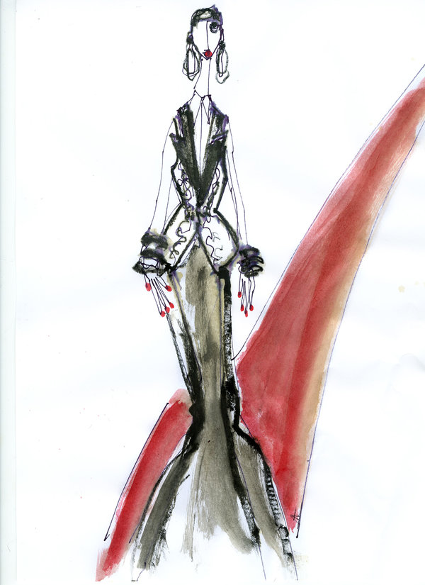 600x825 Modern Red Carpet Looks, In A Perfect World - Red Carpet Drawing