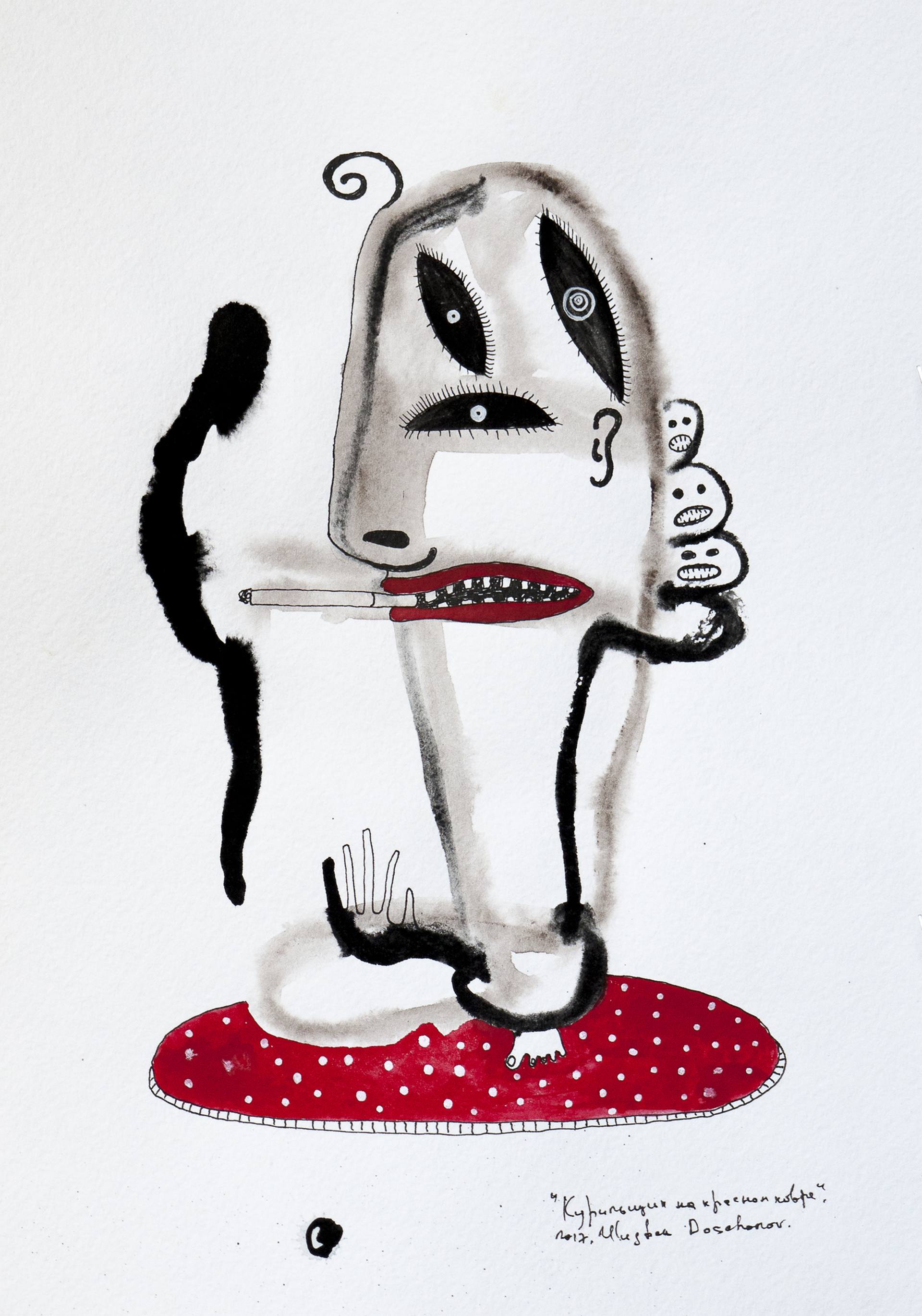 1920x2740 Smoker On The Red Carpet Drawing - Red Carpet Drawing
