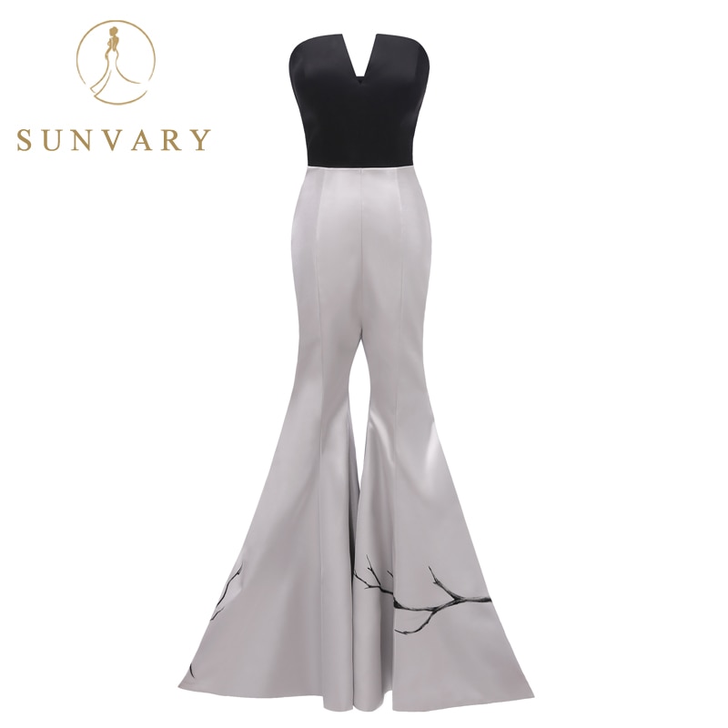 800x800 Sunvary High End Notched Neckline Celebrity Dress Strapless - Red Carpet Drawing