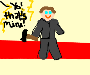 300x250 Guy With Thors' Hammer On A Red Carpet - Red Carpet Drawing