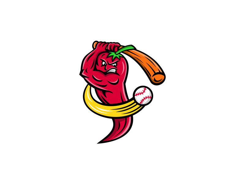800x600 red chili pepper baseball mascot - Red Chili Drawing